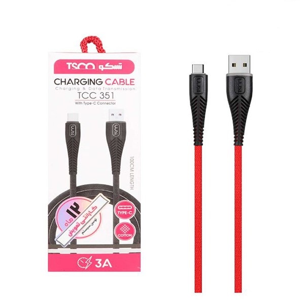 تصویر کابل شارژ تايپ سی تسکو مدل TSCO-TCC351