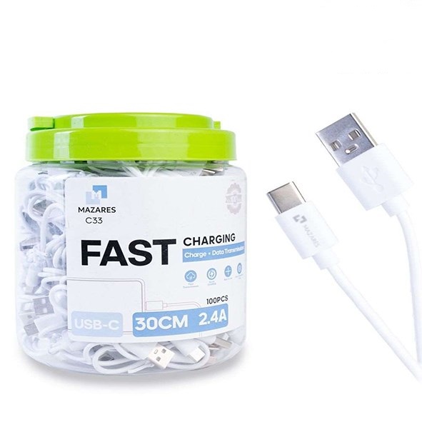 تصویر کابل شارژ پاوربانک تایپ سی مازارس MAZARES-C33-TC