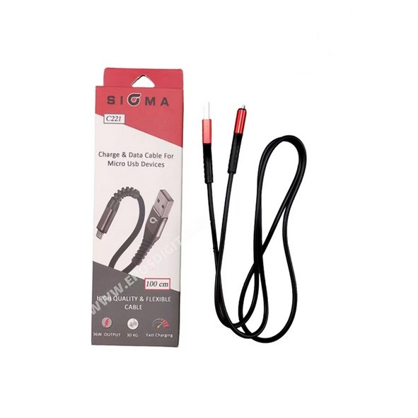 تصویر کابل شارژ اندروید کیفیت بالا    توربوفست ساپورت تا 67 وات SIGMA C221